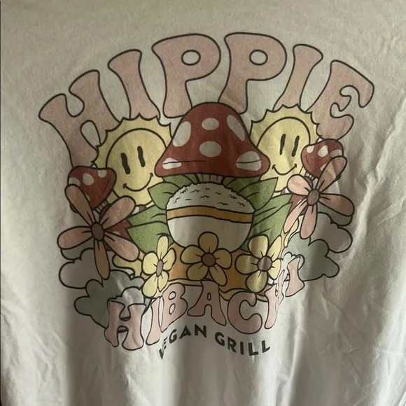 Hippie Hibachi Vegan Grill Graphic Tee Organic SZS - Picture 4 of 5